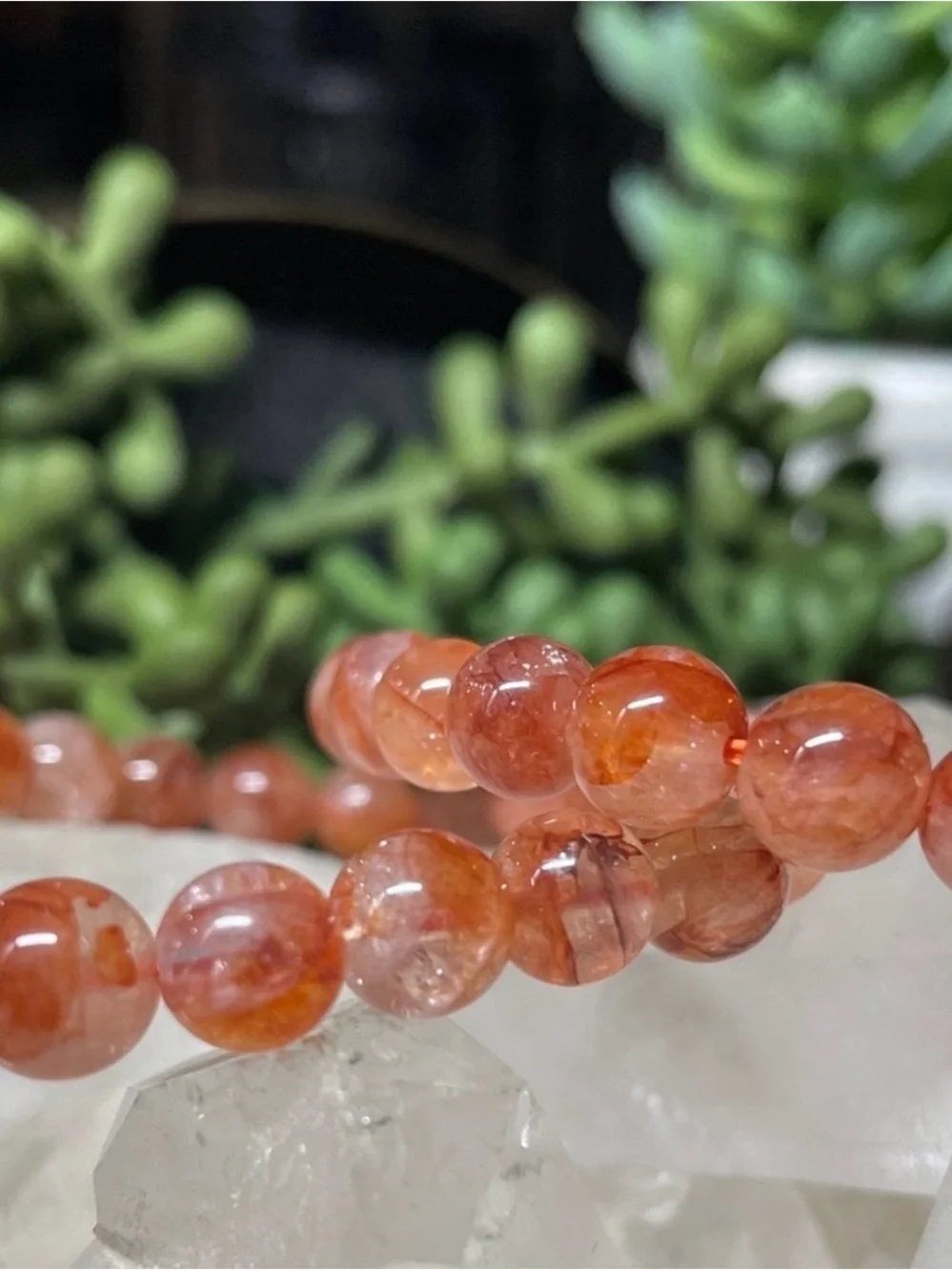 Beautiful Natural Fire Quartz 7mm-8mm Beaded Bracelet